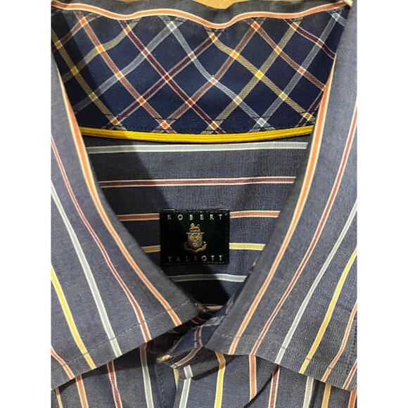 VTG Robert Talbott Shirt Blue Stripe Button Down Dress XL - Picture 2 of 5